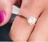 Diamonique 120 Facet Roseclad Sterling Silver Prestige Round Cut Ring, Size 5